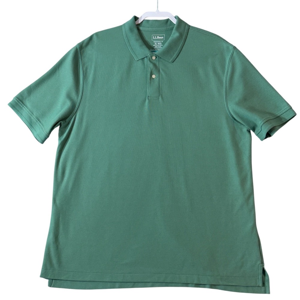 LL Bean Polo Shirt Mens XL Green Traditional Fit Short Sleeve Cotton 300454